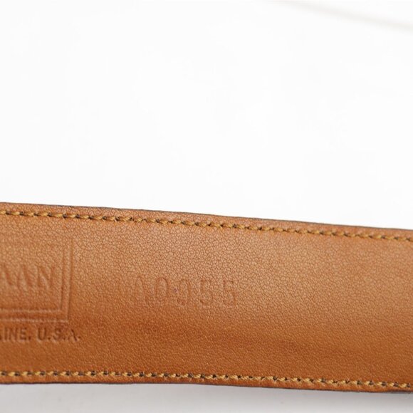 VTG USA Cole Haan Mens Belt Size 42 Brown Leather Tan Inlay Handcrafted Maine - Picture 12 of 16